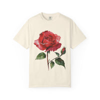 Vintage Red Rose T-Shirt Inspired by Feminine Passion & Beauty