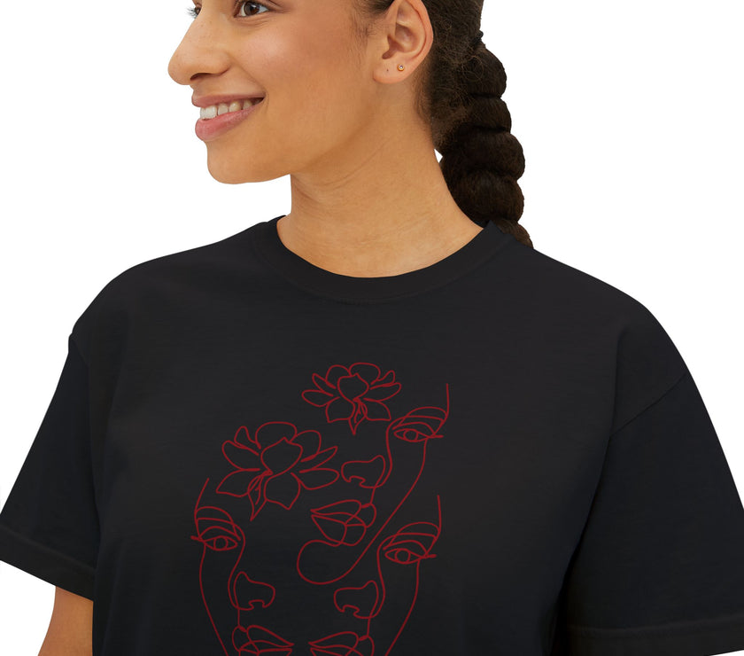 The Trinity Cropped Tee – Feminine Connection Line Art cropped T-Shirt