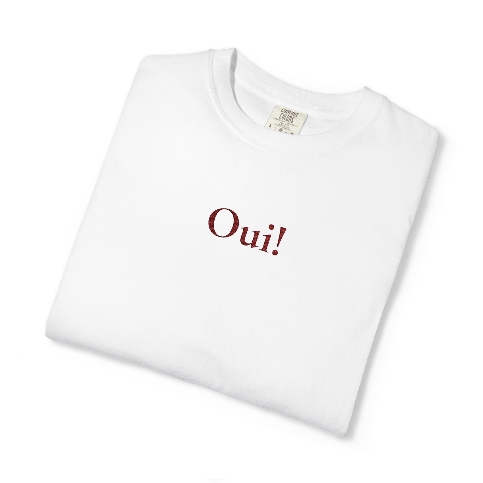 Embroidered Oui Tee | French Minimalist T-Shirt – Parisian Chic by Women of Venus