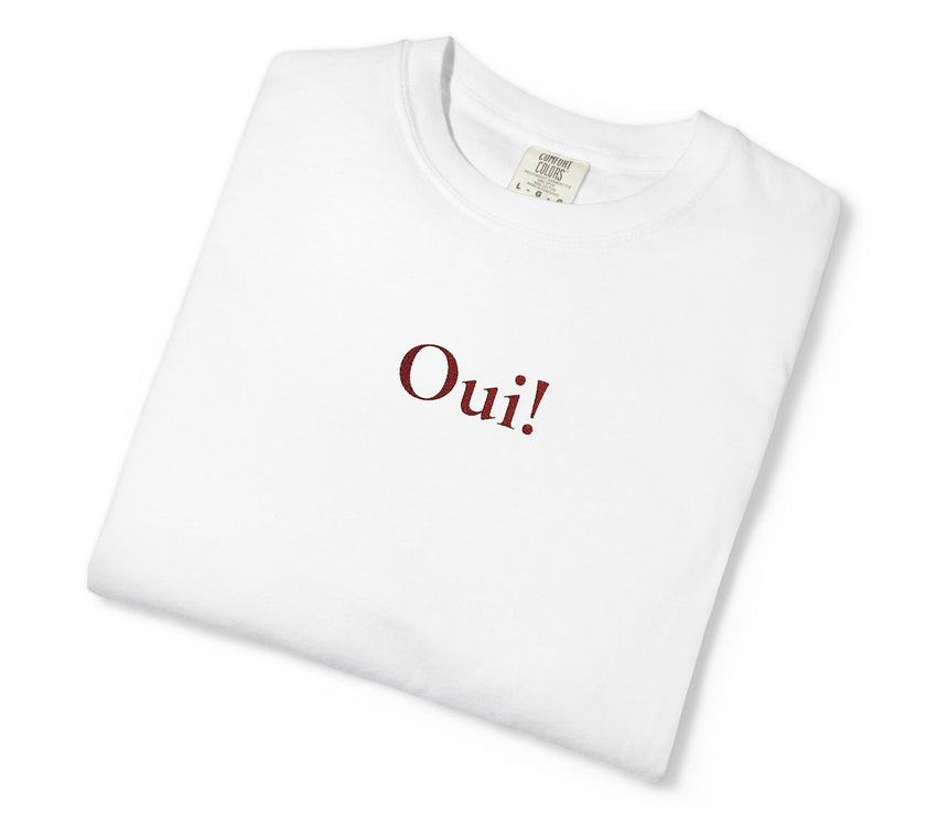 Embroidered Oui Tee | French Minimalist T-Shirt – Parisian Chic by Women of Venus
