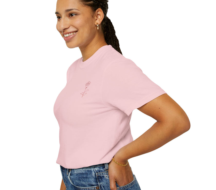 Embroidered Rose T-Shirt - Minimalist chic tee