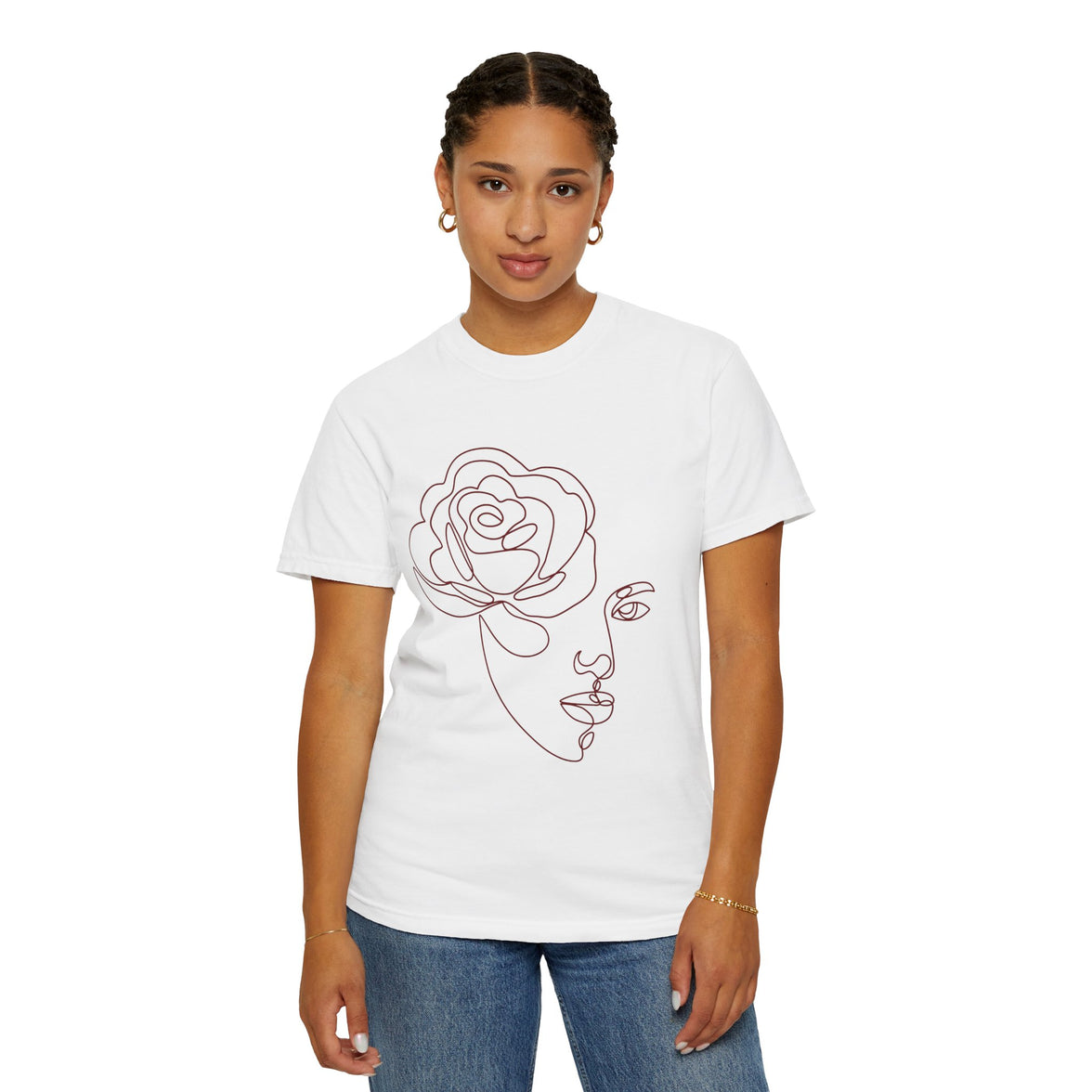 The Muse Tee – Minimalist Rose Line Art T-Shirt